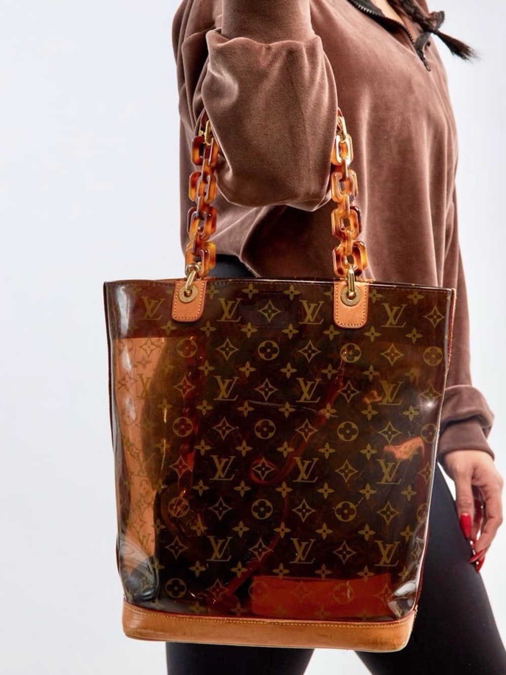 Louis Vuitton Sac Ambre MM Monogram Vernis Tortoiseshell Chain Tote
